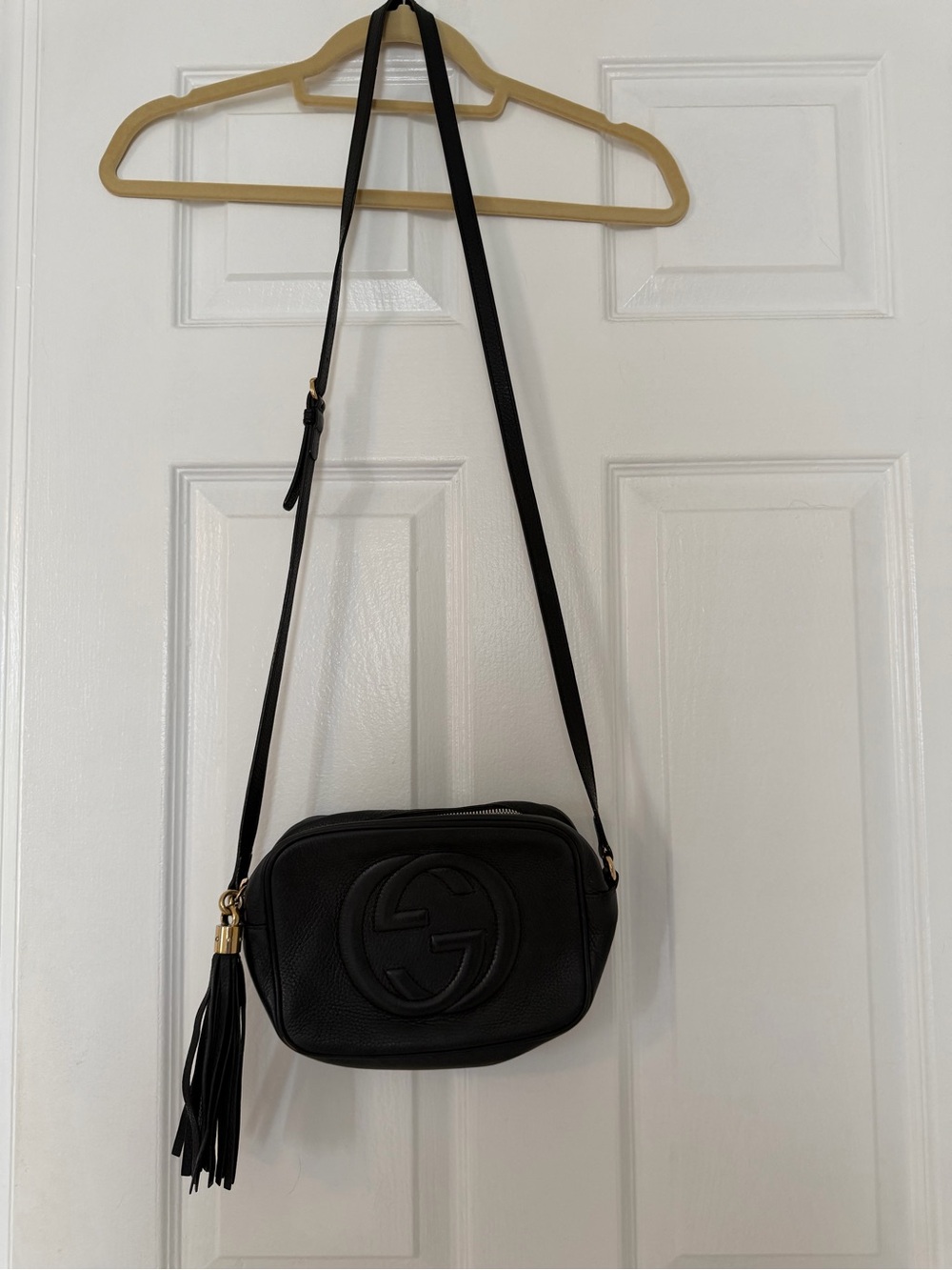 Gucci Black Pebbled Leather Crossbody with Tassel